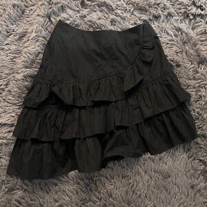 Sandro Paris asymmetrical ruffle skirt with zipper